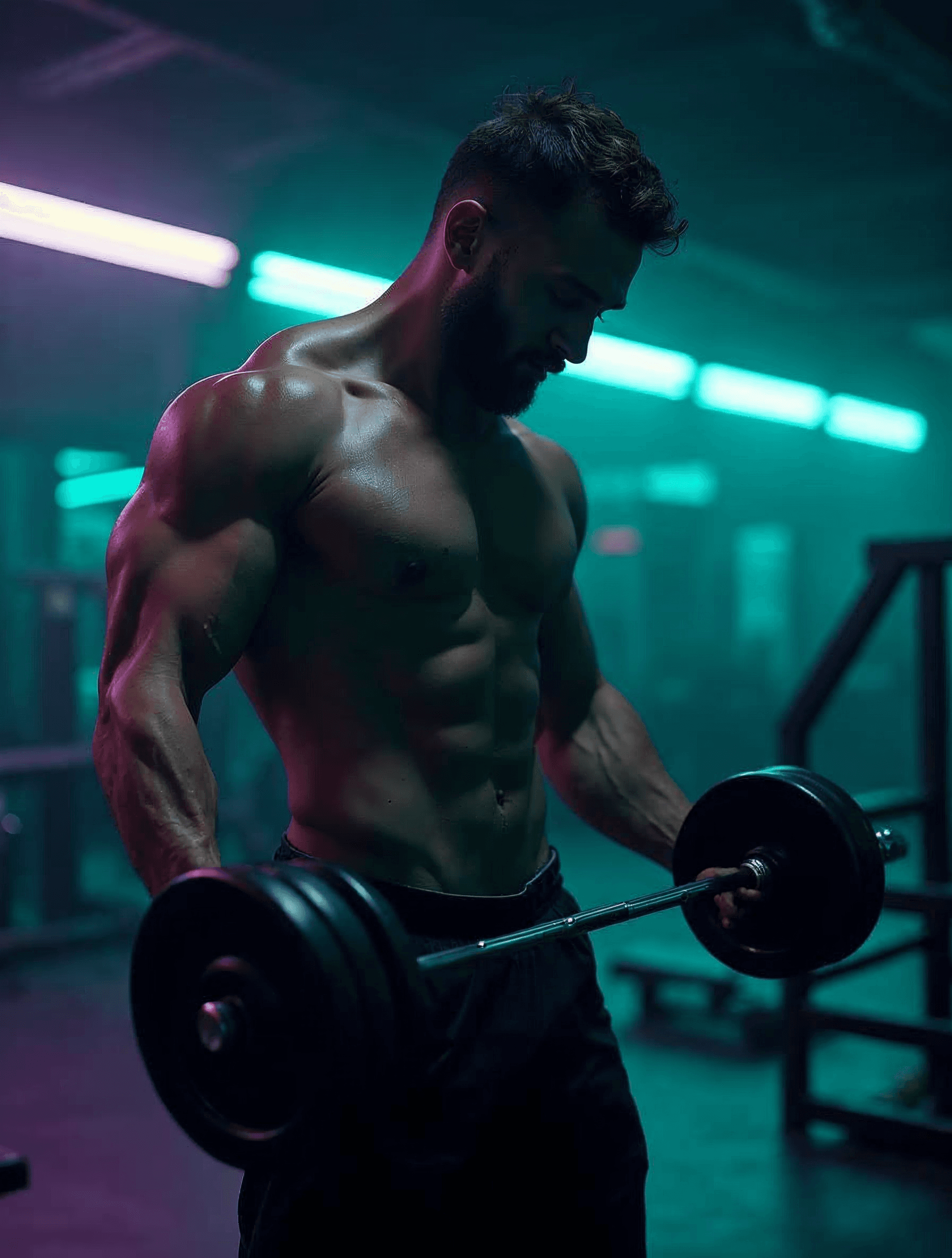 Sportiv la antrenament cu gantere în sala Avangard Gym Plus